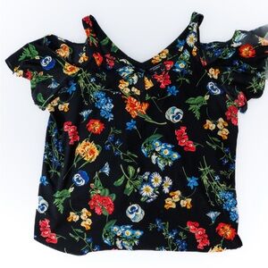 Floral Print Women's Blouse - Black